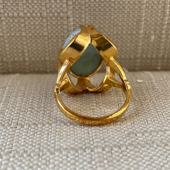Women Ring Blue Faux Stone Gold Plated Fashion Jewelry Ring Size 7.5 - Picture 6 of 10
